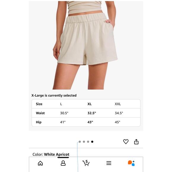 CRZ YOGA Womens Shorts XL Cream Ribbed High Waisted Comfy Lounge Pockets - Picture 4 of 4